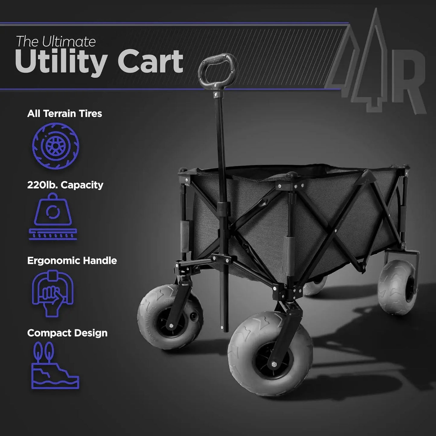 All Terrain Beach Cart with Large Air Wheels and Steel Frame