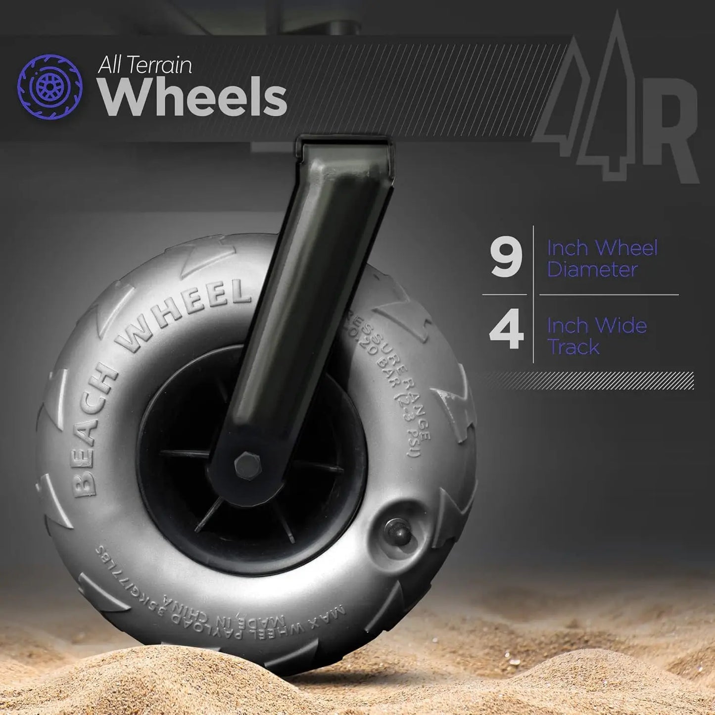 All Terrain Beach Cart with Large Air Wheels and Steel Frame