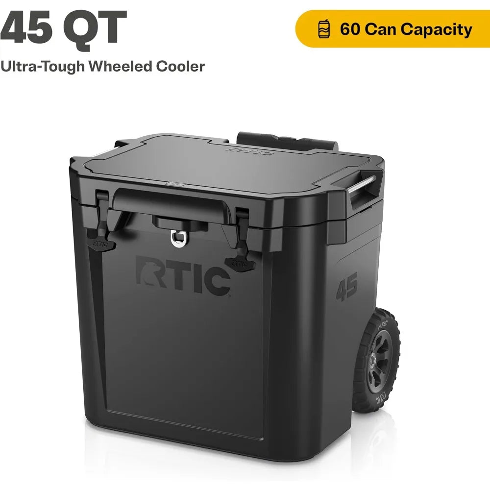 45 QT Wheeled Insulated Cooler for Camping and Outdoor Use