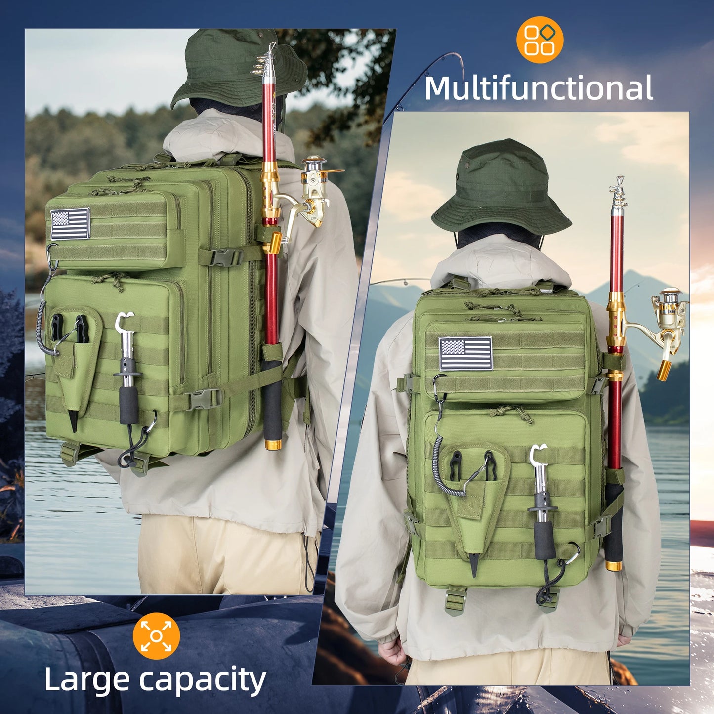 45L Waterproof Tactical Backpack For Men's Outdoor Travel