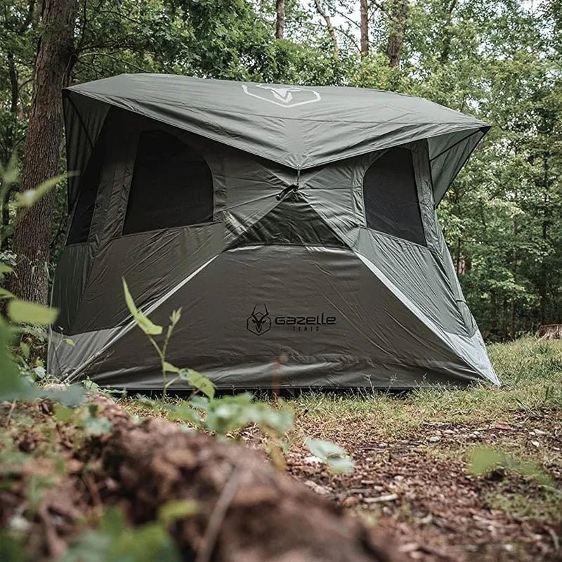 Gazelle Tents T4 Hub Tent Easy 90 Second Set Up Waterproof UV Resistant Removable Floor Ample Storage Options 4 Person