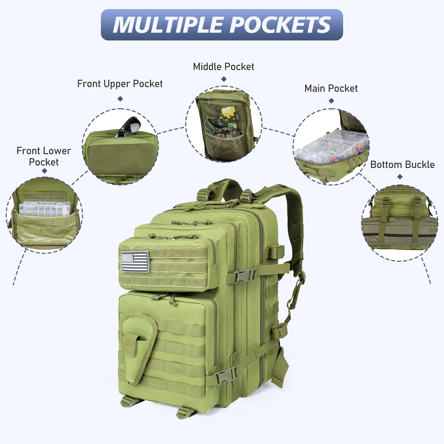 45L Waterproof Tactical Backpack For Men's Outdoor Travel