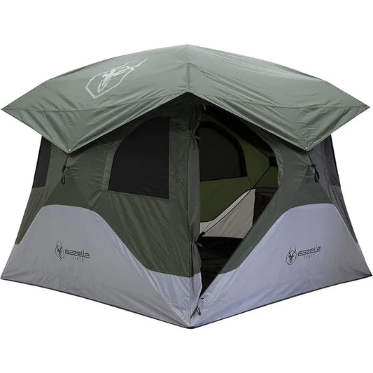 Gazelle Tents T4 Hub Tent Easy 90 Second Set Up Waterproof UV Resistant Removable Floor Ample Storage Options 4 Person